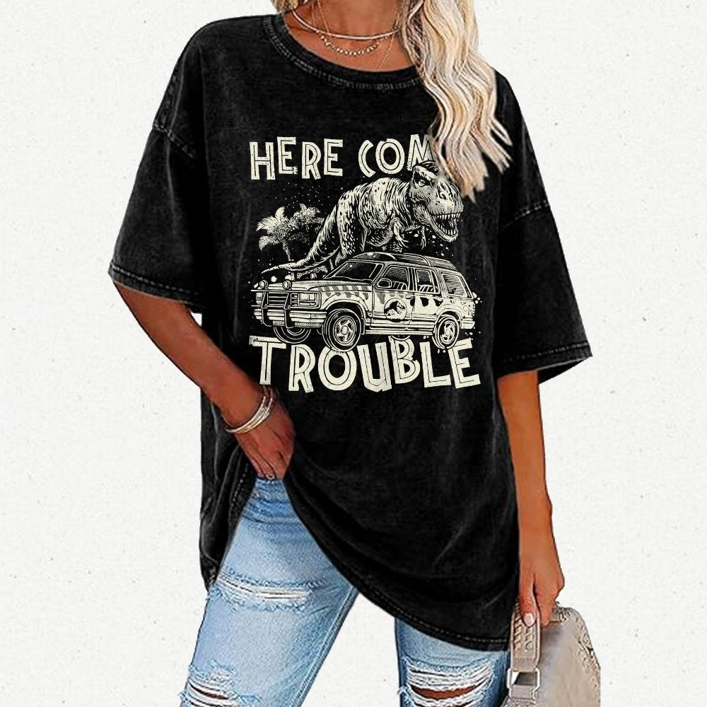 Here Comes Trouble Vintage Distressed T-shirt