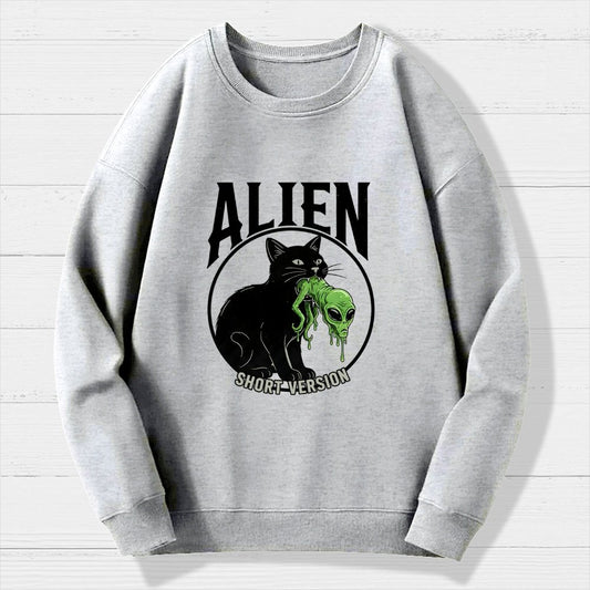 Black Cat Eating Alien Geek Cotton Sweatshirt