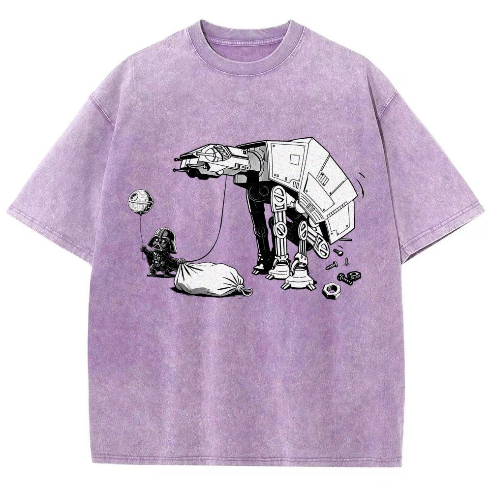 Picking Up Feces With A Huge Poop Bag Empire Robot Dog-Planet Battles Vintage Distressed T-shirt