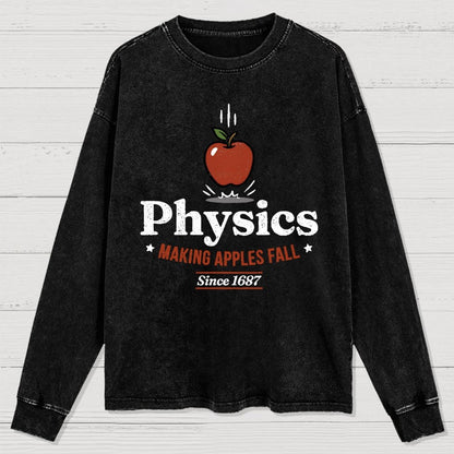 Apple Meets Physics Washed Long Sleeve Tee