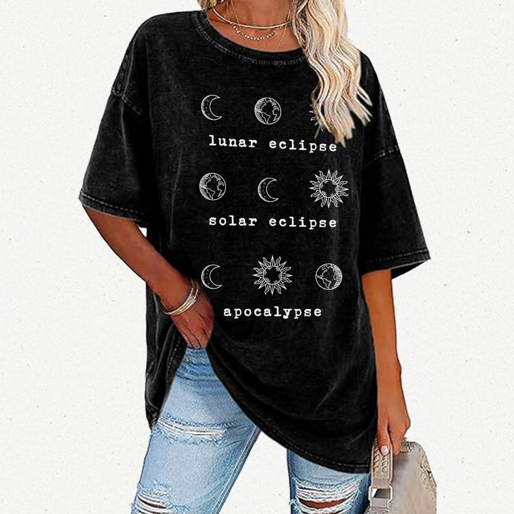 Lunar Eclipse Solar Eclipse Apocalypse Vintage Distressed T-shirt