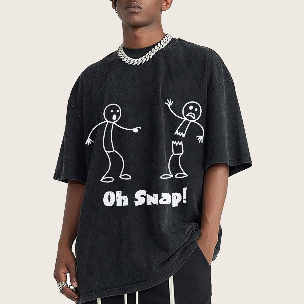 Oh Snap Funny Stick Figure Slogan Saying Vintage Distressed T-shirt