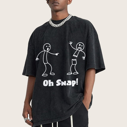 Oh Snap Funny Stick Figure Slogan Saying Vintage Distressed T-shirt