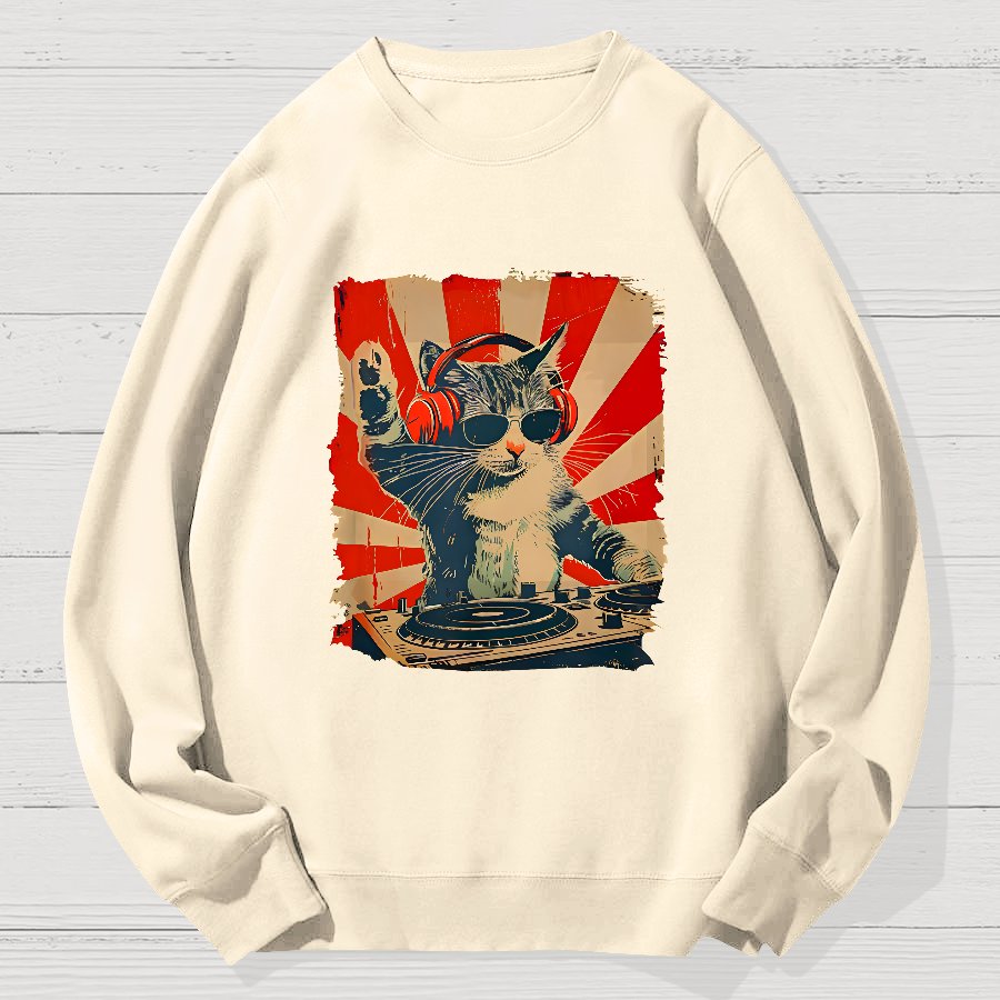 Rock Cat Geek Cotton Sweatshirt