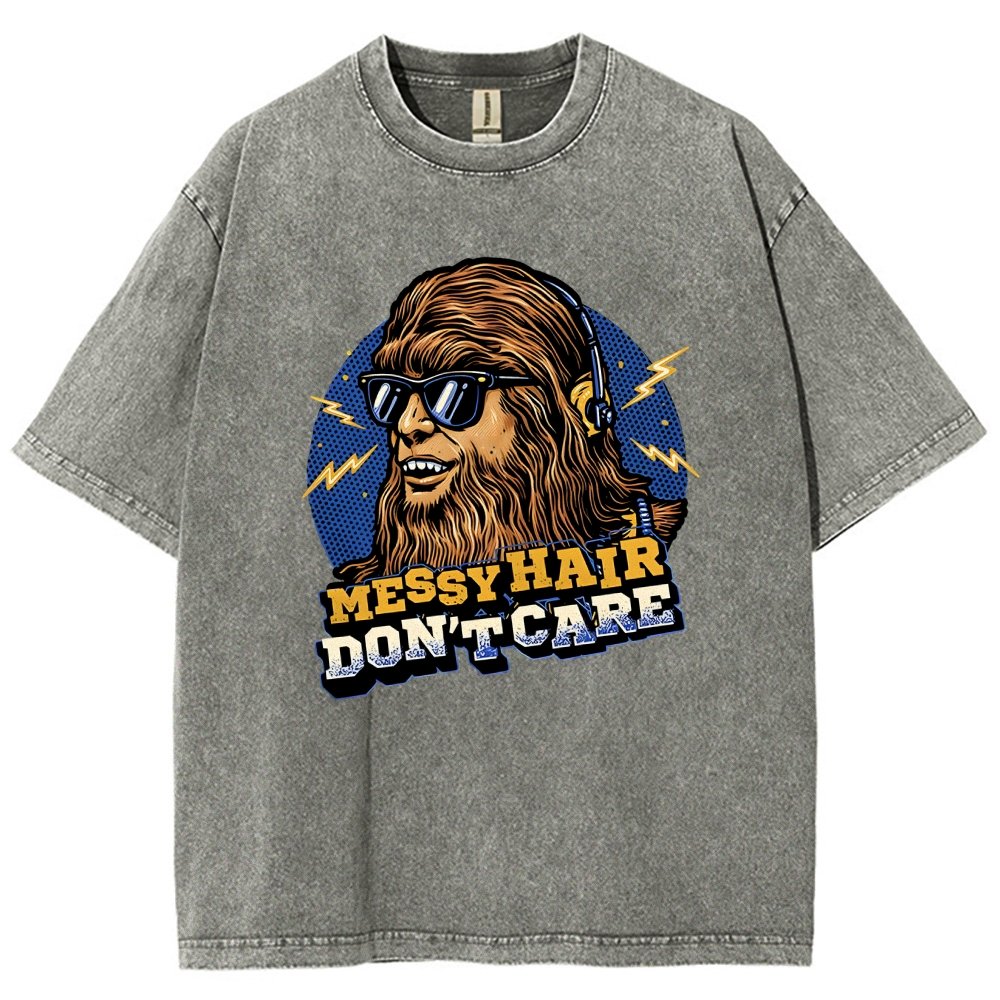 Messy Hair Don't Care Vintage Distressed T-shirt