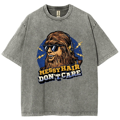 Messy Hair Don't Care Vintage Distressed T-shirt