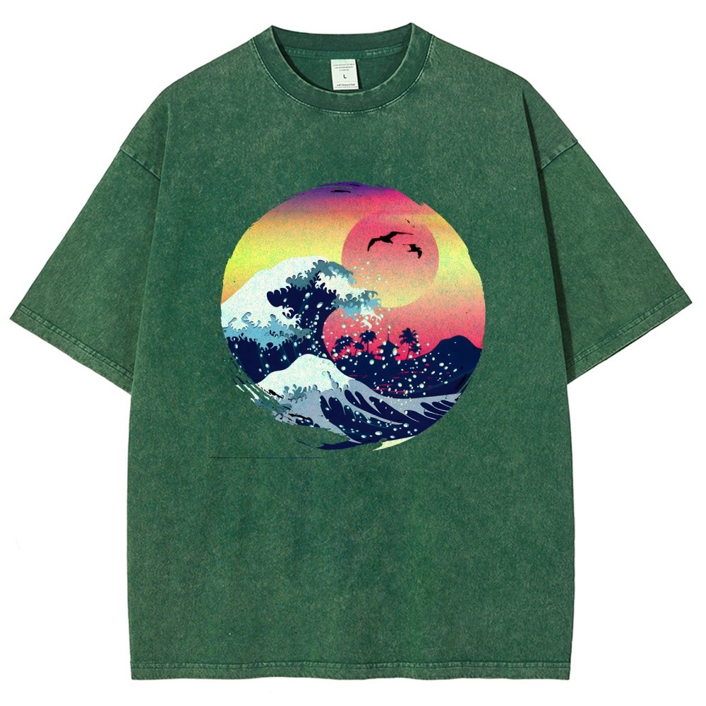 The Great Waves Vintage Distressed T-shirt