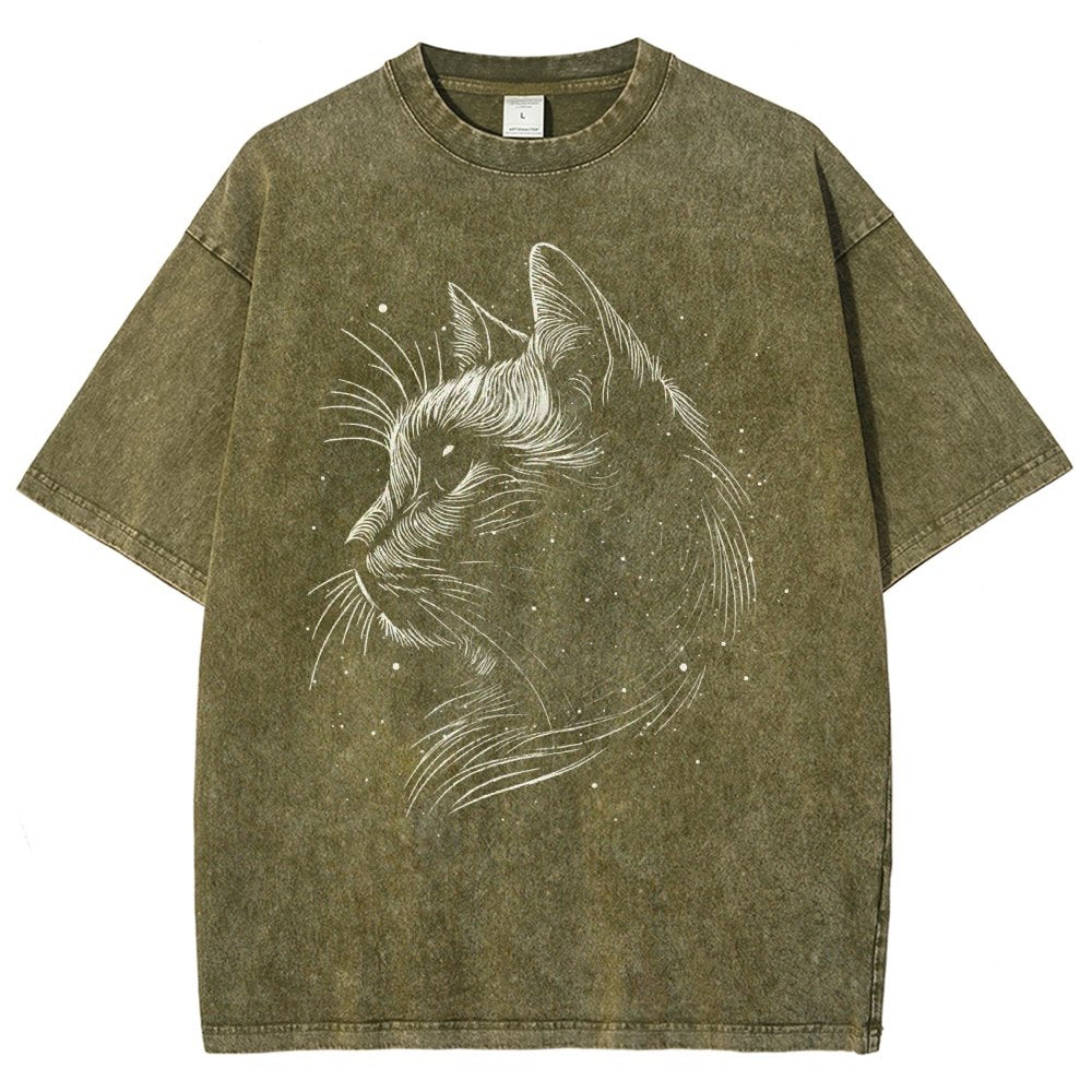 Space cat Vintage Distressed T-shirt