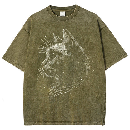 Space cat Vintage Distressed T-shirt