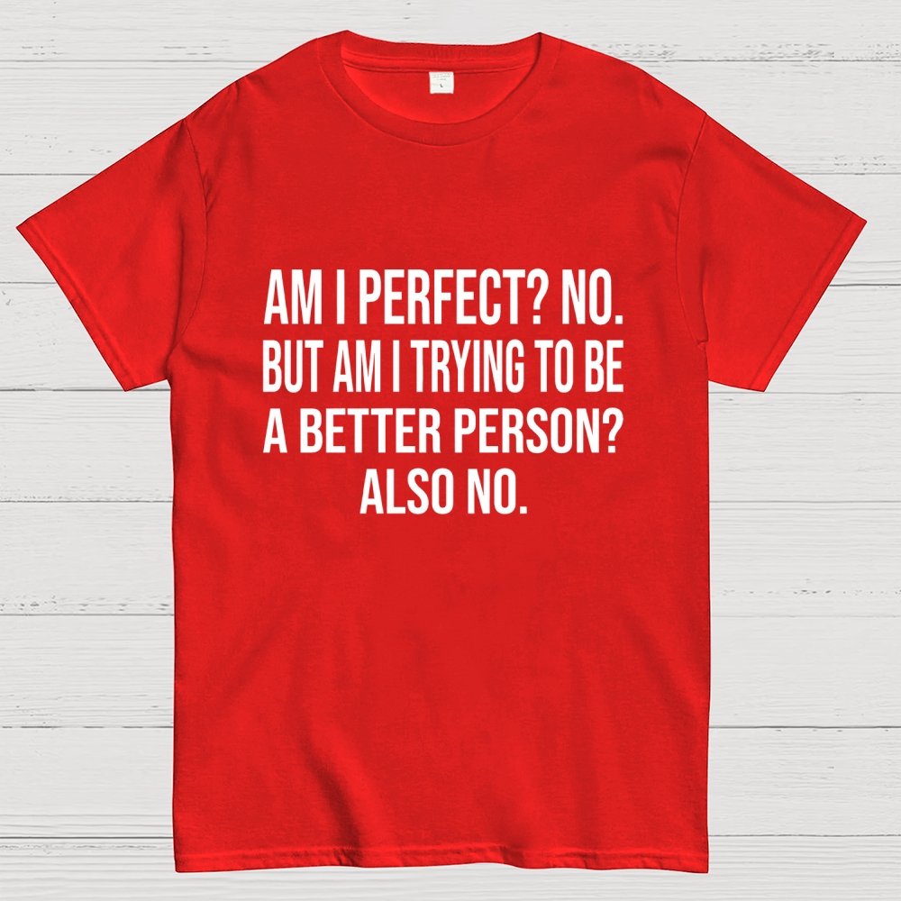 Am I Perfect No But Am I Trying To Be A Better Person Also No Geek T-Shirt