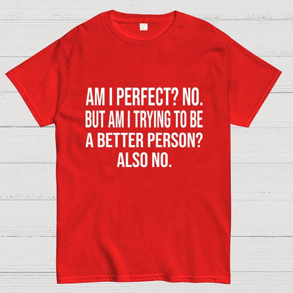 Am I Perfect No But Am I Trying To Be A Better Person Also No Geek T-Shirt