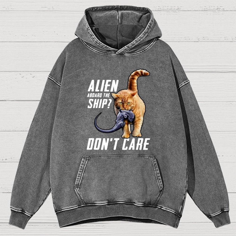 Top Cat Alien Aboard The Ship Don’T Care Vintage Distressed Hoodie