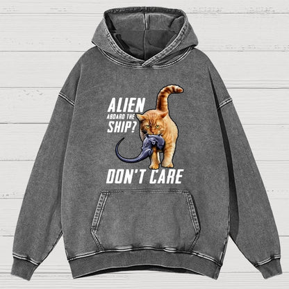 Top Cat Alien Aboard The Ship Don’T Care Vintage Distressed Hoodie