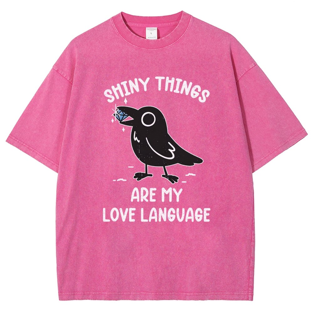Crow Love Shiny Vintage Distressed T-shirt