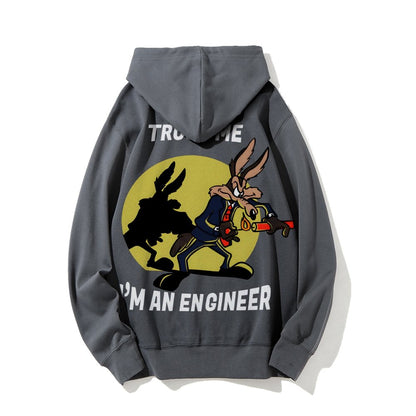 Trust Me I'm An Engineer Printed Back Cotton Hoodie