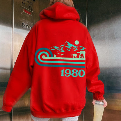 Retro Vintage Base Printed Back Unisex Cotton Hoodie