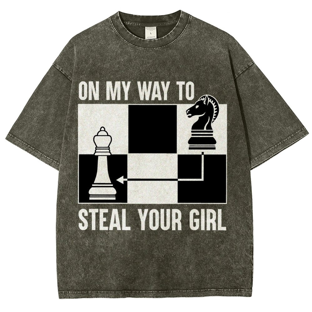 Chess Game On My Way To Steal Your Girl Vintage Distressed T-shirt