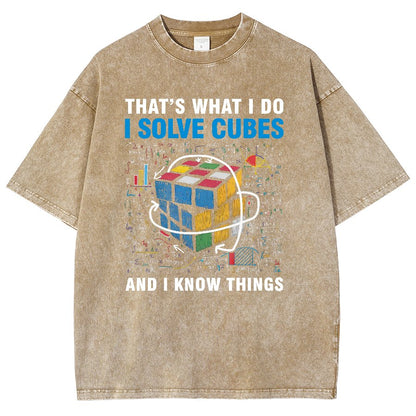 Competitive Puzzle I Solve Cubes And I Know Thing Cubing Vintage Distressed T-shirt