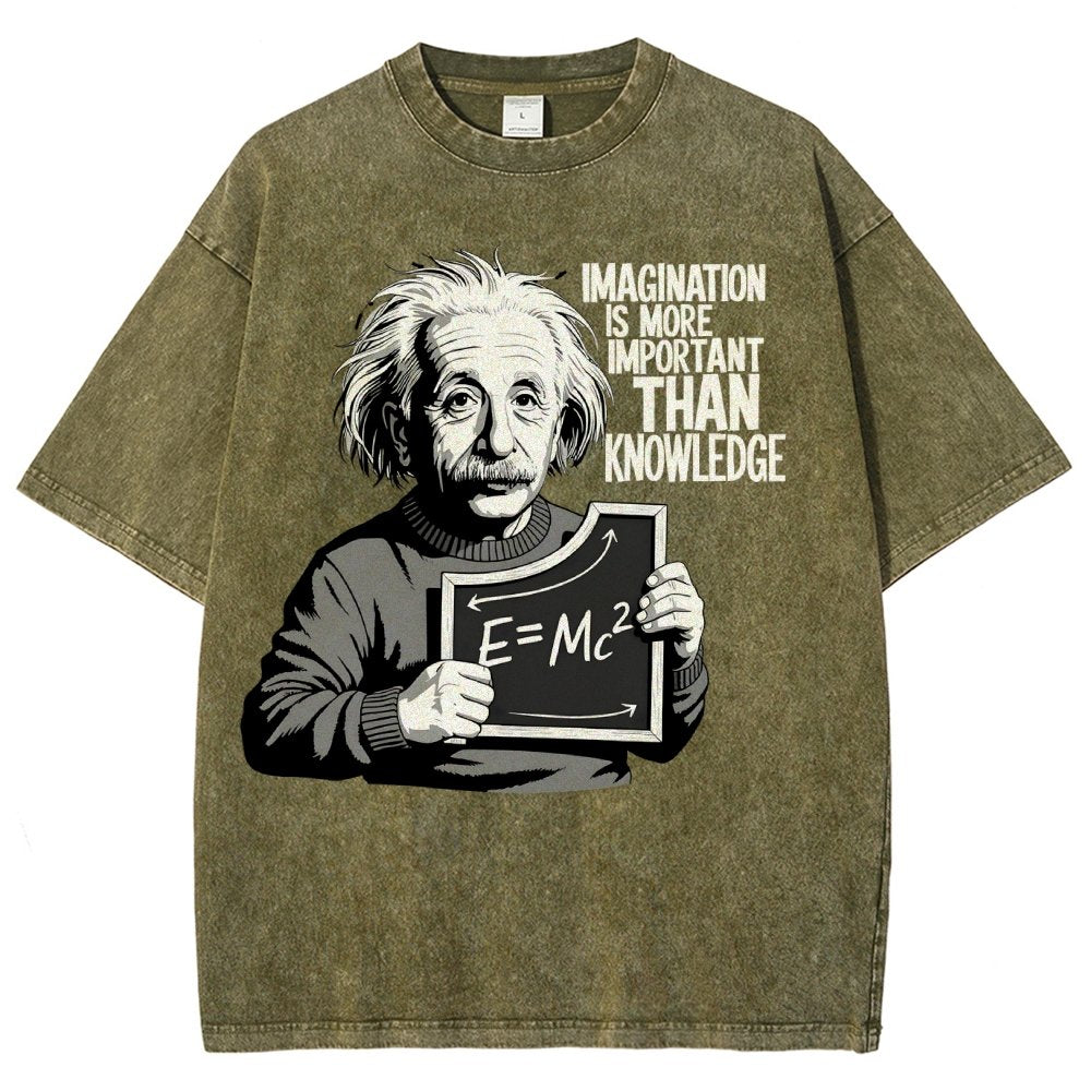 Imagination is more important than knowledge Vintage Distressed T-shirt