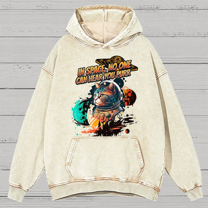 In Space No One Can Hear You Purr Vintage Distressed Hoodie