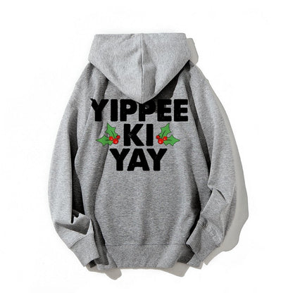 Yippee-Ki-Yay Printed Back Unisex Cotton Hoodie