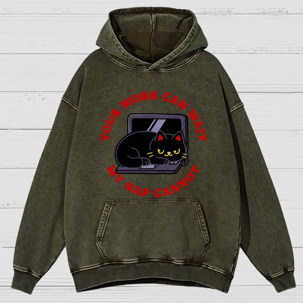 Work Can Wait Nap Cannot Vintage Distressed Hoodie
