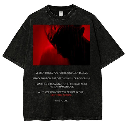 Tears In Rain-Tears In Red-Time To Die Vintage Distressed T-shirt