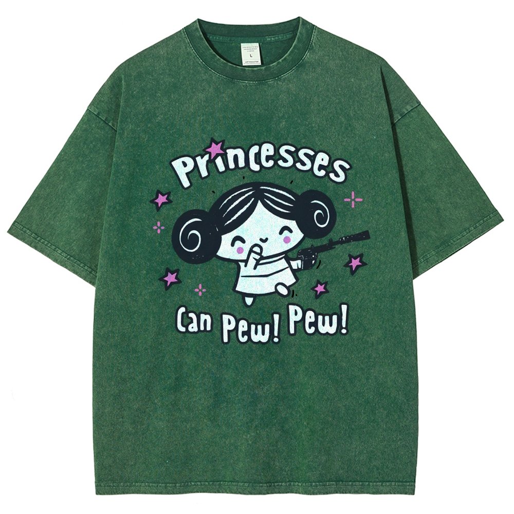 Princesses Can Pew! Pew! Too Vintage Distressed T-shirt
