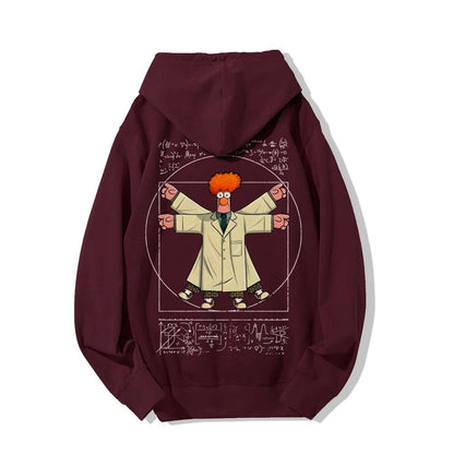 Vitruvian Puppet Printed Back Unisex Cotton Hoodie