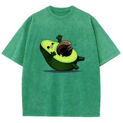 Quirky Alien Avocado Vintage Distressed T-shirt