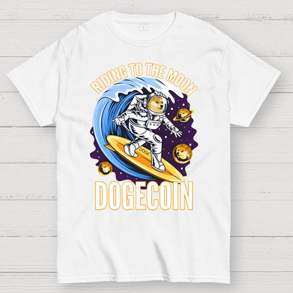 Riding To The Moon Dogecoin DOGE Geek T-Shirt