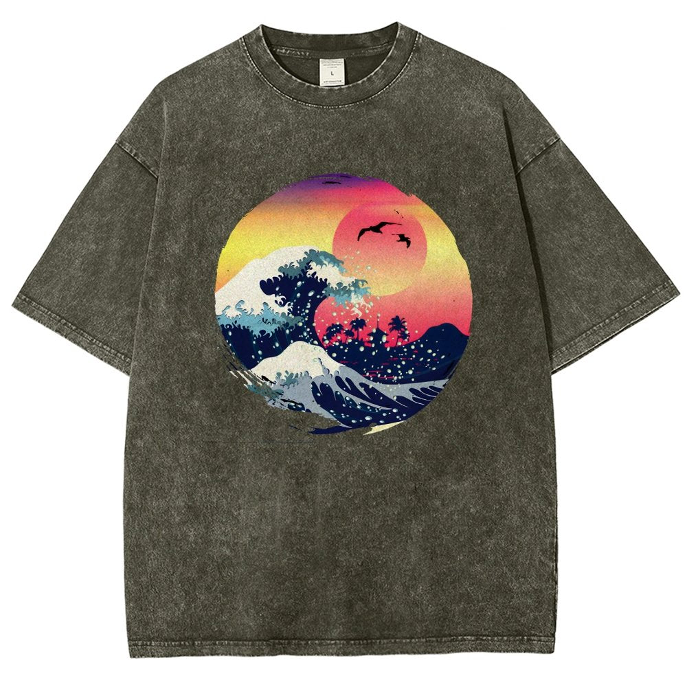 The Great Waves Vintage Distressed T-shirt