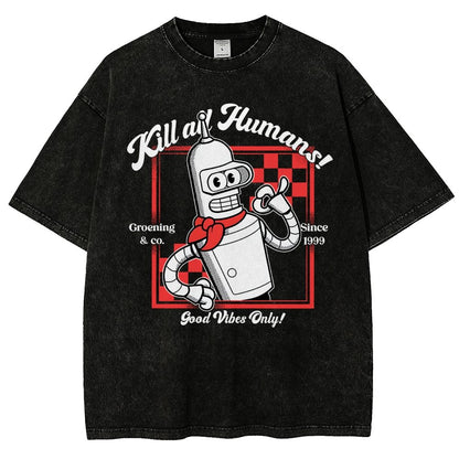 Kill All Humans Vintage Distressed T-shirt