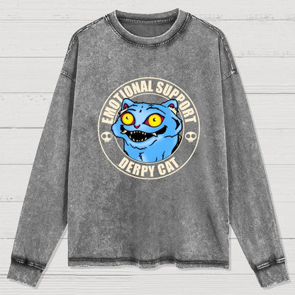 Emotional Support Cat Washed Long Sleeve Tee