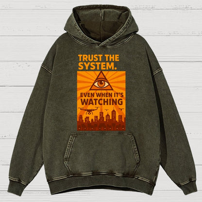 Trust The System - Dystopian Surveillance Vintage Distressed Hoodie