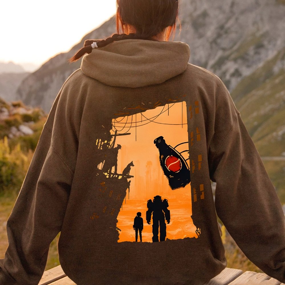Welcome To This Land Printed Back Unisex Cotton Hoodie