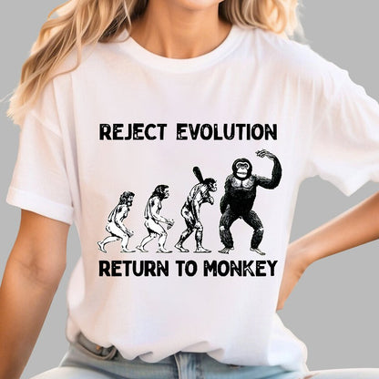 Reject Evolution  Return To Monkey Funny Geek T-Shirt