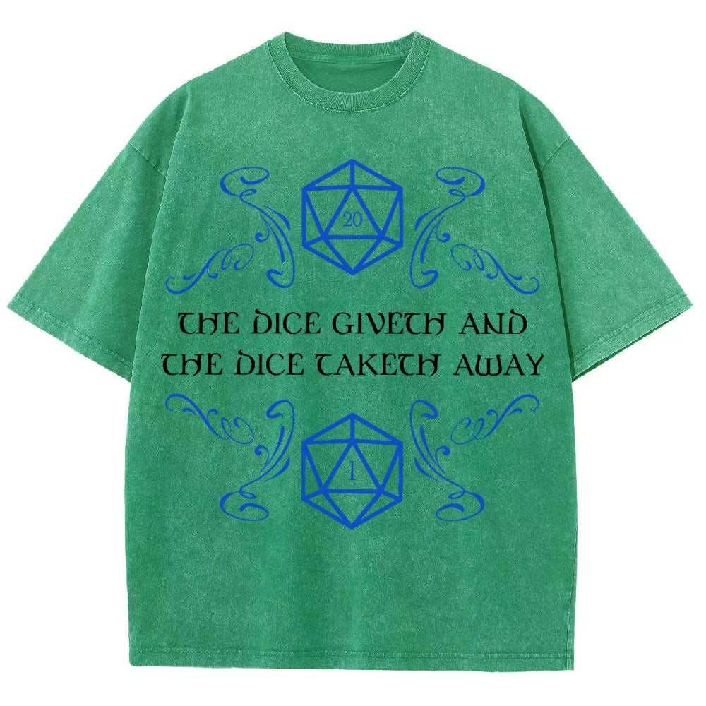The Dice Giveth And Taketh Away Tabletop RPG Gaming Vintage Distressed T-shirt