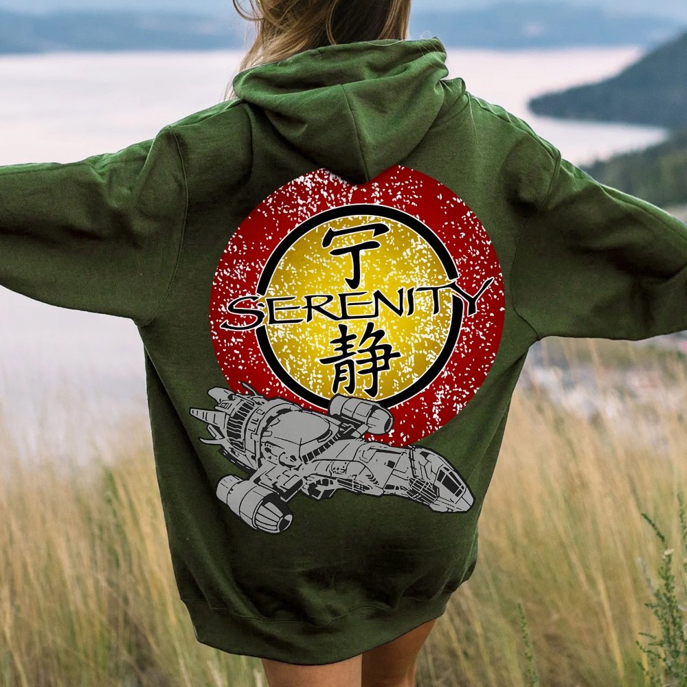 Firefly Mysterious Spacecraft Printed Back Cotton Hoodie