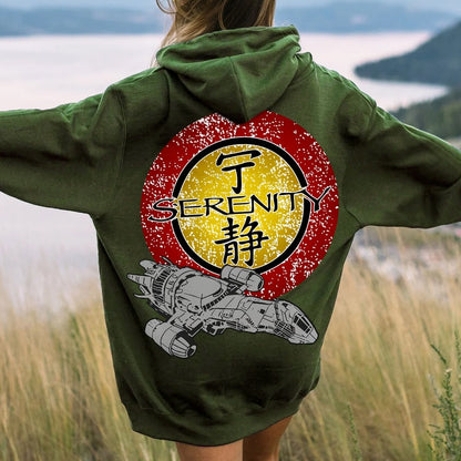 Firefly Mysterious Spacecraft Printed Back Cotton Hoodie