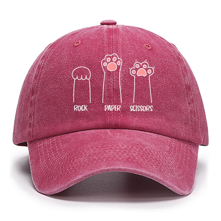 Rock Paper Scissors Hand Game Cute Paw Funny Cat Cotton Hat