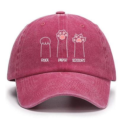 Rock Paper Scissors Hand Game Cute Paw Funny Cat Cotton Hat