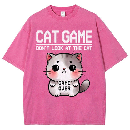Funny Cat Game-Game Over Vintage Distressed T-shirt