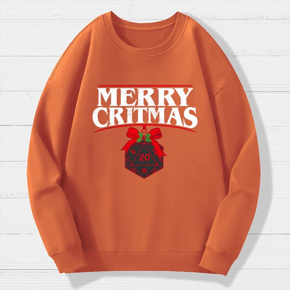 Merry Critmas D20 Holiday Geek Cotton Sweatshirt