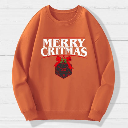 Merry Critmas D20 Holiday Geek Cotton Sweatshirt