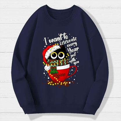 Christmas Cat Geek Cotton Sweatshirt