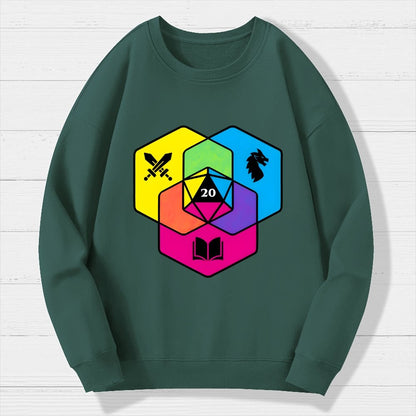 RPG CMYK Dice Venn Diagram Geek Cotton Sweatshirt