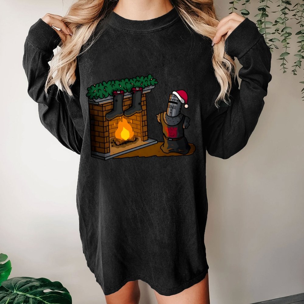 Black Knight Christmas Washed Long Sleeve Tee