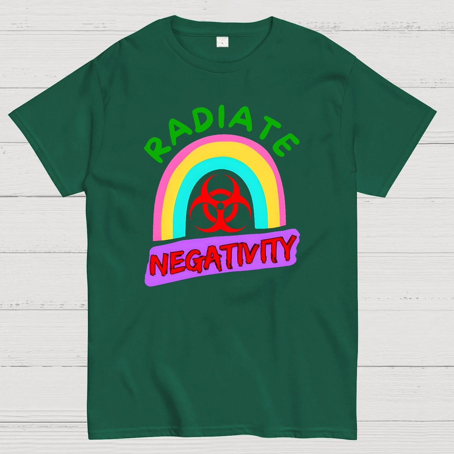 Radiate Negativity - Sarcastic Organic Rainbow Geek T-Shirt