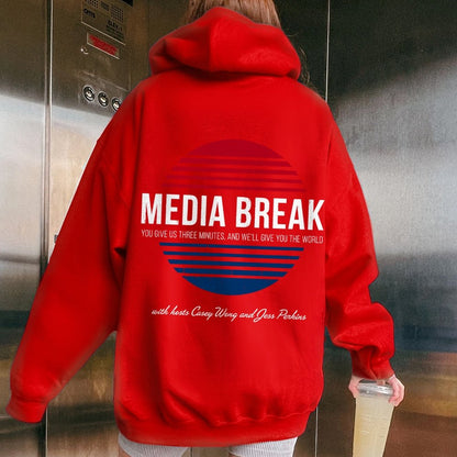 Media Break Printed Back Unisex Cotton Hoodie